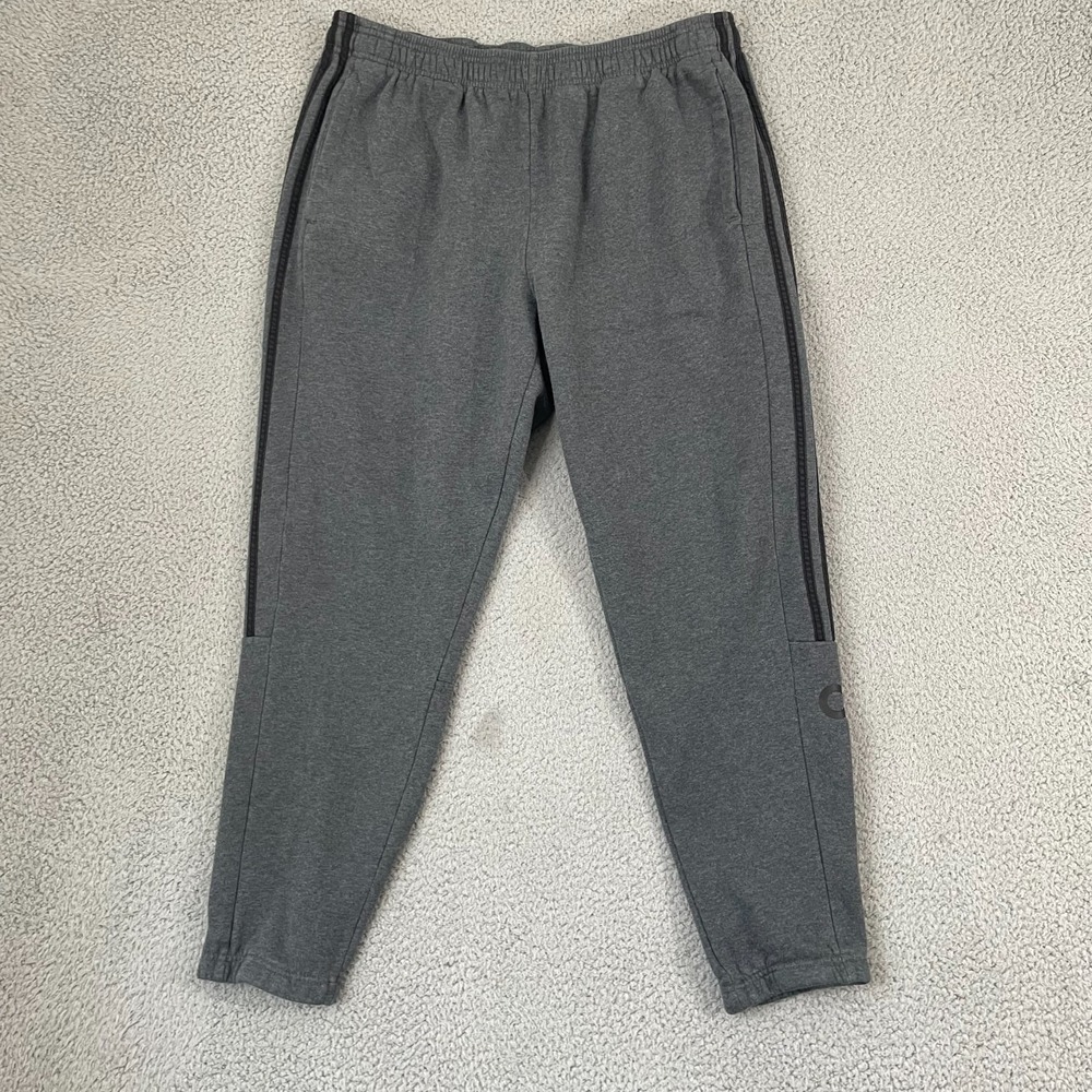 Adidas Fleece Sweatpants Men XL Gray 3 Stripes Lounge Sportswear Joggers